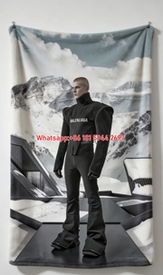 Balenciaga Mountain Ski Outfit Flannel Throw Blanket for Sofa Couch Wall Decor BA108